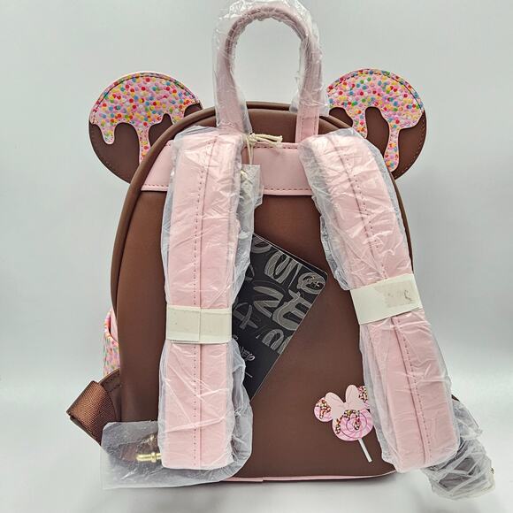Loungefly Disney Minnie Mouse Chocolate Lollipop Ears Brown Mini Backpack Bag - Picture 7 of 12